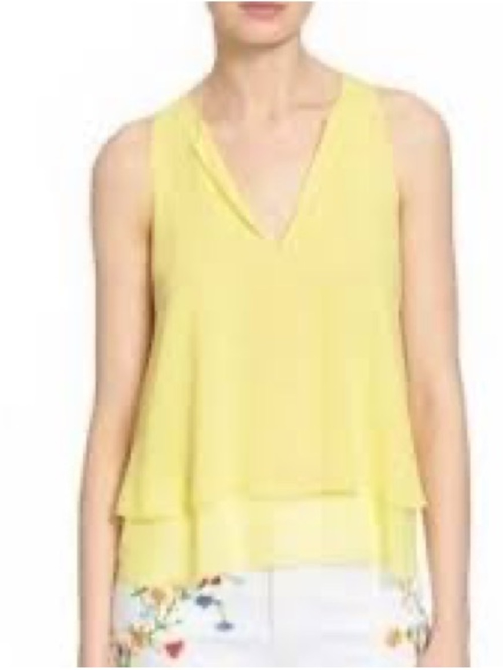 Tory Burch Alexandra top 2 yellow silk sleeveless